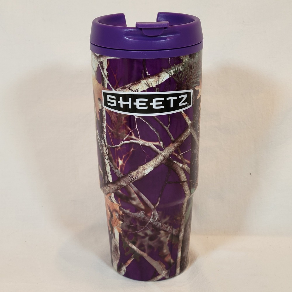 Sheetz 24oz Travel Tumbler Large Purple‎ Camo Insulated Cup Mug With Lid